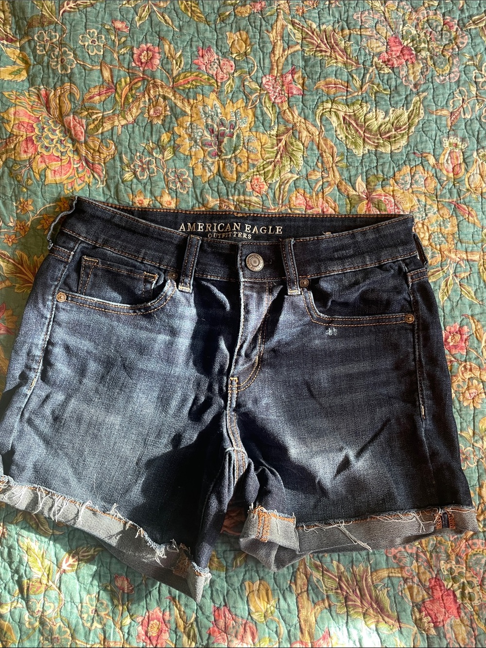 American Eagle Outfitters Dark Blue Denim Cutoff Shorts